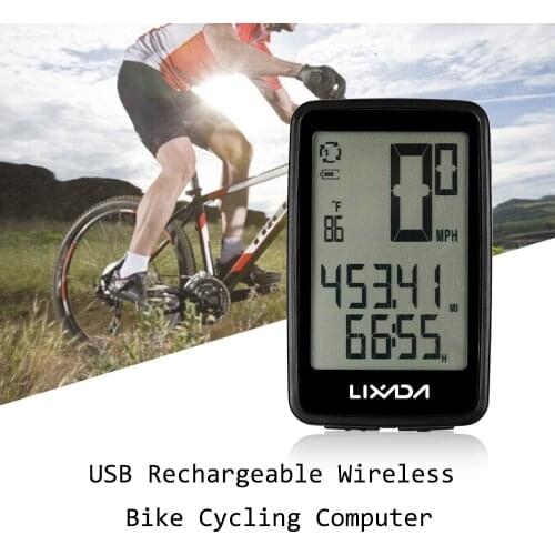 Lixada USB Rechargeable Wireless Bike Cycling Computer with Bicycle Speedometer Odometer Rainproof Bicycle Computer Stopwatch
