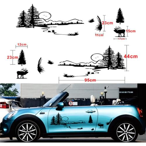 Car Window Vinyl Decal Poster Hunt Forest Reindeer Decal Hunting Club Buck Sticker Hollow Sticker Hunter