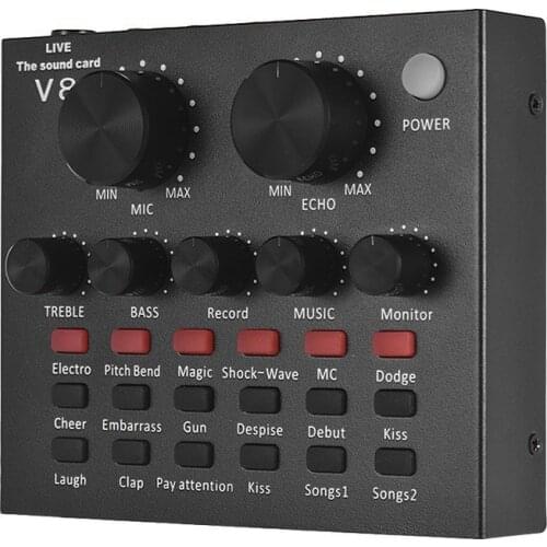External Audio Mixing Sound Card USB Interface with Multiple Sound Effects Built-in Rechargeable Battery for Singing Recording