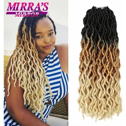 Wavy Gypsy Faux Locs Ombre Crochet Hair 18 Inch Curly Goddess Locs Dreadlocs Synthetic Braiding Hair Extensions for Black Women