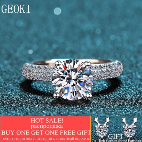 High Grade 2 Carat Moissanite Ring Round Brilliant Cut Diamond Test Passed Top Quality Gemstone Rings for Women Trendy Jewelry