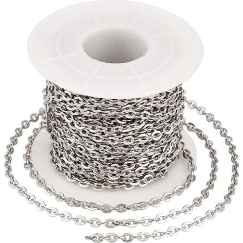 10m/roll 4x3x0.8mm Unwelded 304 Stainless Steel Cable Chains Link Chain for Jewelry Making DIY Bracelet Necklace