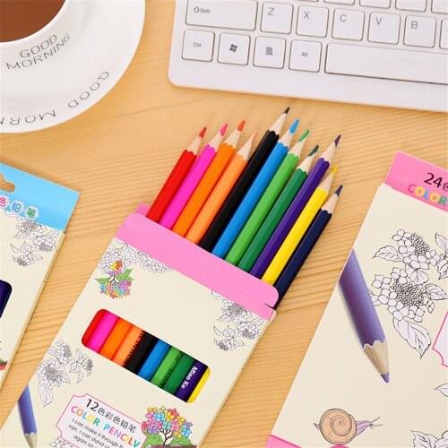 12 Colors Mini Wooden Pencils Non Toxic HB Colorful Lead Standard Painting Pen Students Drawing Sketching Pen Kawaii Stationery