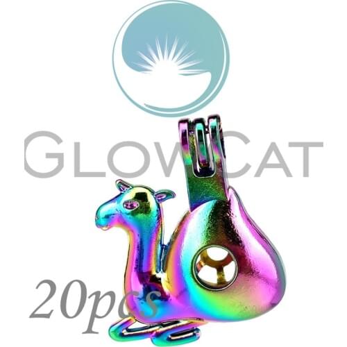 20x CC835 Rainbow Color Camel Beads Cage Jewelry Making Essential Oil Diffuser Pearl Cage Locket Pendant