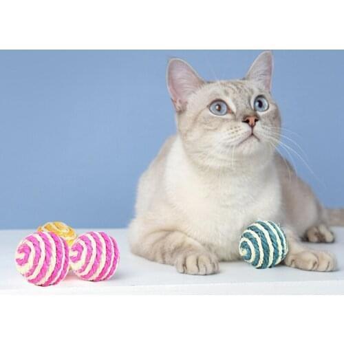 35pcs Random Color Sisal Ball Toys for Cats Anti-Resistant Natural Pets Chew Toys with Can Pet Bite Interactive Kitten Products