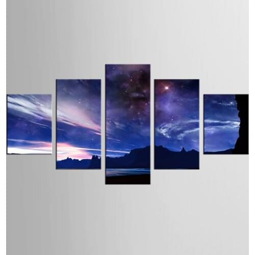 5 panel sky stars landscape canvas mural art home decoration living room canvas printing modern painting XL-FJ (33) -1