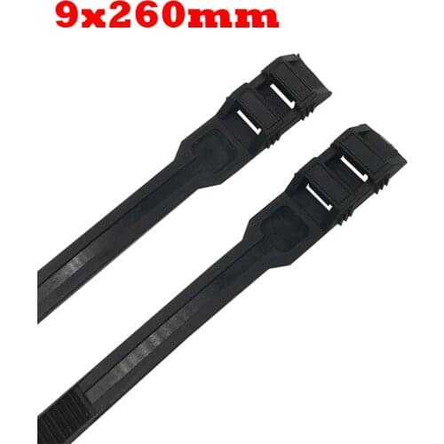9x260mm 9*260mm 9*360mm 9x360mm Black Nylon Plastic Flat Two Double Buckle Self Locking Wire Wrap String Zip Ties Cable Tie