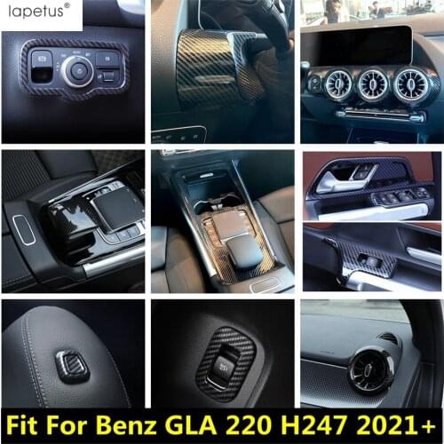 Carbon Fiber Look Accessories Central Control AC Air / Head Light Button Panel Cover Trim For Mercedes-Benz GLA 220 H247 2021