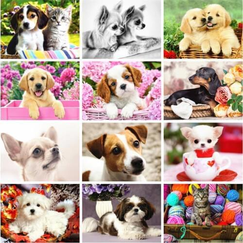 5d Dog Diamond Painting 5D Animal Full Drill Square Diamond Art Embroidery Cross Stitch Home Decoration