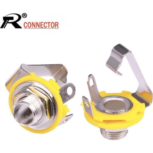 20pcs/lot 6.35mm Mono Jack Socket 1/4 Inch Mono Panel Mount Chassis 2 Poles 6.35mm Female Audio Jack Speaker Connector