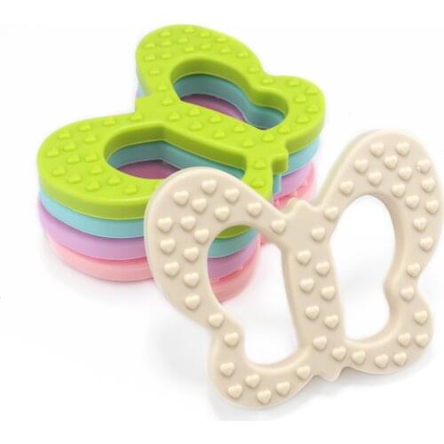Free Shipping 30 Pcs Butterfly Pendant Chewable Silicone Baby Teether Necklace Pendant BPA Free Safe and Natual Teething
