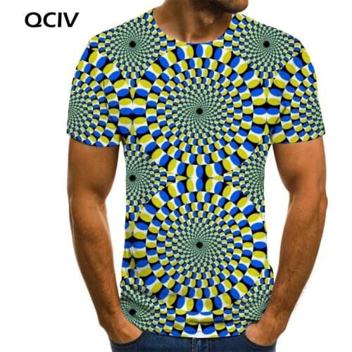 QCIV Brand Dizziness T-shirt Men Abstract Shirt Print Pattern Anime Clothes Art Funny T shirts Short Sleeve T shirts Casual Tops