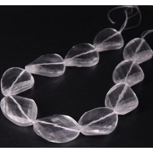 15.5"/strand Drop Twisted Slab Faceted Clear Crystal Loose Beads,Cut Quartz Slice Nugget Pendants Nacklace Charms Jewelry Making