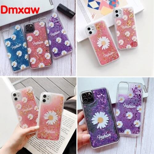 Quicksand Phone Case For Xiaomi Redmi 9 X10 5G K30 Pro 8 8A Note 9s 9 Pro Max 8T 8 Pro Dynamic Liquid Back Cover Daisy Flower