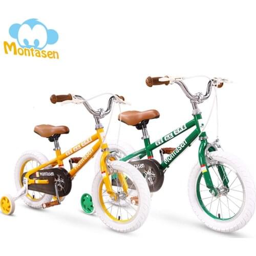 High Carbon Frame Kids Bike With Detachable Training Wheel 14/16 inch Children Bicycle Safety Baby Push Bike for 2-7 Years Old
