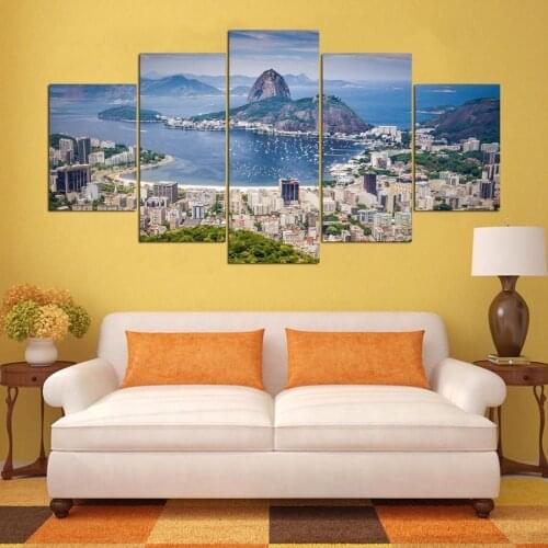 Canvas Pictures Modern Decoration Living Room Printed 5 Pieces Brazil Rio DE Janeiro Poster Paintings Framework Modular Wall Art