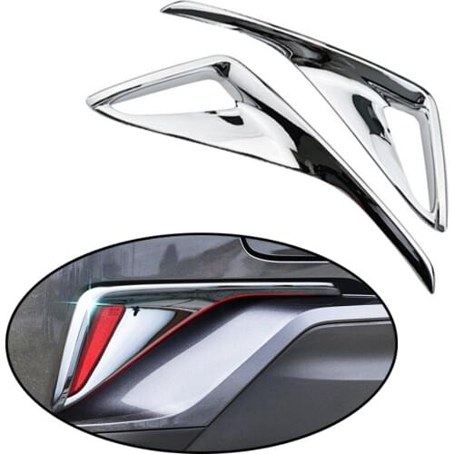 JEAZEA 2PCS Silver ABS Chrome Car Rear Fog Light Trim For Toyota C-HR CHR 2017 2018 Tail Lamp Frame Cover Glossy Accessories