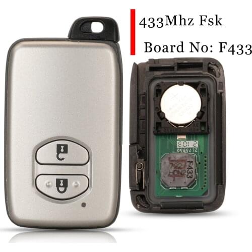Jingyuqin 2 Butttons Remote Smart Car Key Fob 433MHz FSK F433 Board For Toyota Camry Land Cruiser Replacement