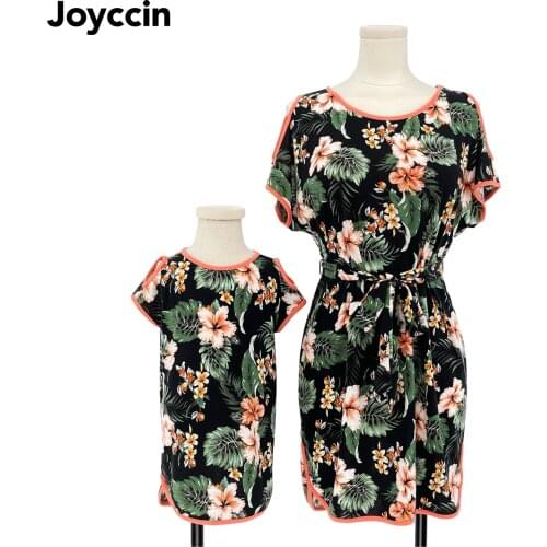 Joyccin New Summer Mother&Kids Floral Print Ladies Dress and Girls Dress Family matching outfits(721002)