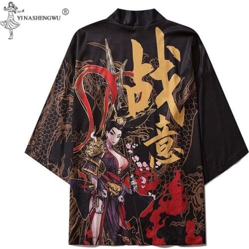 Summer Beauty Samurai Traditional Kimono New Style Clothes Cardigan Japanese Style Cosplay Men Tops Female Seven-point Sleeves