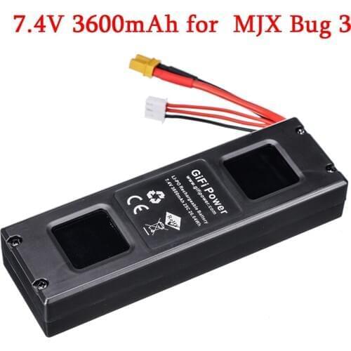 7.4V 3600mAh Upgrade LiPo Battery For MJX Bugs 3,Force1 F100,Contixo F17 High Capacity RC Drone Battery Spare Parts 7.4V battery