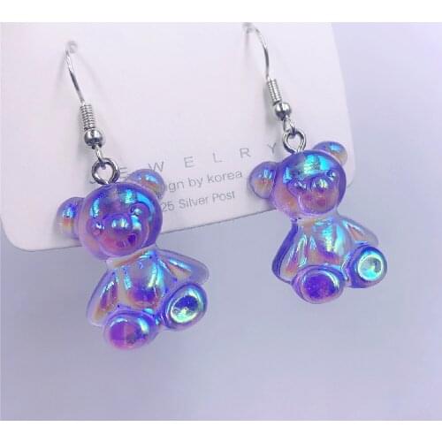 Fashion Cute Colorful Big Bear Earrings for Women Party Jewelry