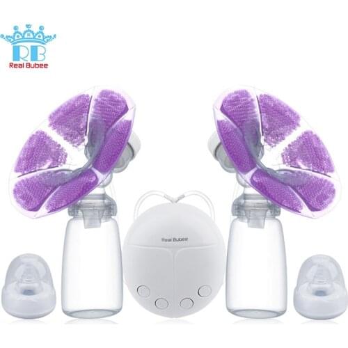 Real Bubee Double Electric Breast Pumps Powerful Nipple Suction Baby Milk Bottle Cold Heat Pad Nippl USB Electric Breast Pump
