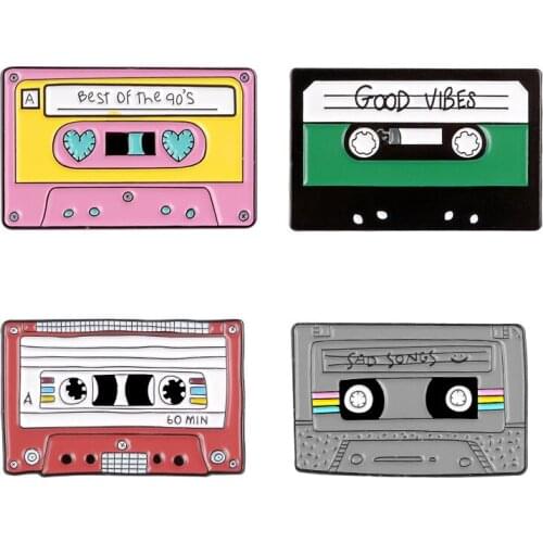 90s Music Tape Enamel Pins Collect Vintage Nostalgic Best Song Metal Cartoon Brooch Backpack Hat Bag Collar Lapel Badges