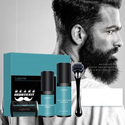 Beard Growth Kit Hair Growth Enhancer Thicker Oil Nourishing Essence Leave-in Conditioner Beard Care with Comb Gift for Men