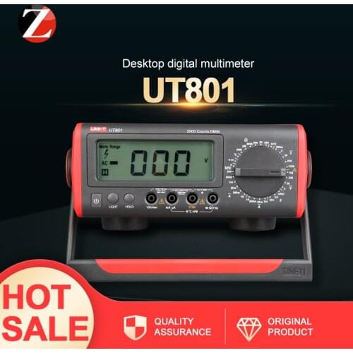 Benchtop Digital Multimeter Original UNI-T UT801 Manual Range 1999 Counts Display AC/DC Voltage Current LCD Backlight