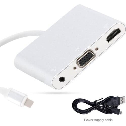 Newest Aluminium Alloy Video Adapter For 8 pin to HDMI tv VGA Audio Converter For iphone 6 6S 7 Plus 5 5S ipad Video to TV