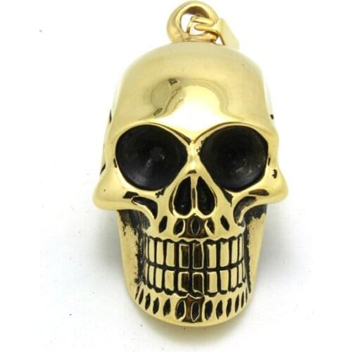 2015 New Arrival Men Boys Skull Pendant 316L Stainless Steel Bad Brain Gold Skull Pendant