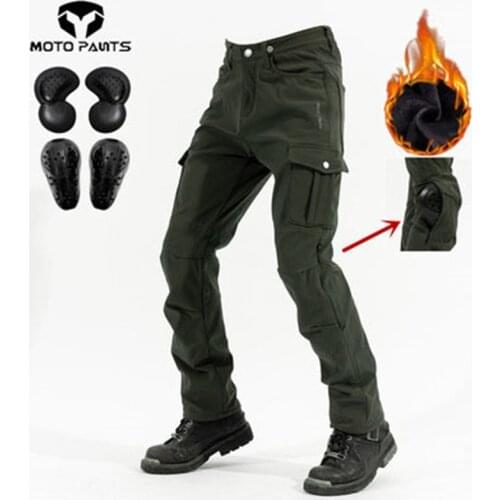 Autumn and winter motorcycle riding pants mens windproof and warm plus velvet motorcycle pants fall-resistant rider pants men