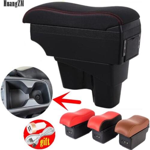 For Honda New City armrest Dual Layer Large Space PU Leather Central Store Content Box with cup holder ashtray USB interface Mod