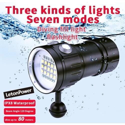 Professional Underwater Photography Light Highlight 20000Lumens 15 XM-L2 LED Diving Flashlight Underwater 100M Waterproof Video