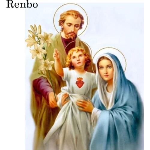 Jesus Religious 5D Diamond Painting Virgin Mother Son Handmade Full Drill Square Cross Stitch Diamond Mosaic Embroidery Decor