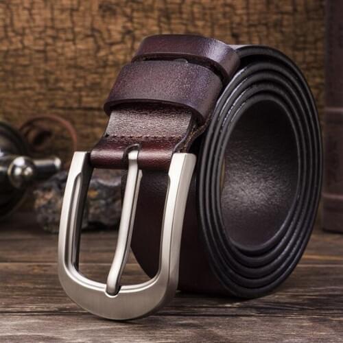 100% Cowhide Genuine Leather Belts For Men Brand Strap Male Pin Buckle Fancy Vintage Cowboy Jeans Cintos Hot Sale Freeshipping