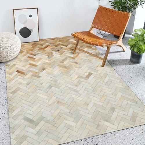 Luxury cowhide seamed rug real natrual cowskin carpet black living room bedroom decorative Patchwork ground mat