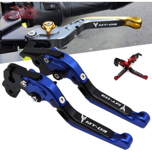 WITH LOGO MT-03 CNC Adjustable Folding Extendable Motorcycle Brake Clutch Levers For Yamaha MT03 mt-03 2015-2020 2019 2018