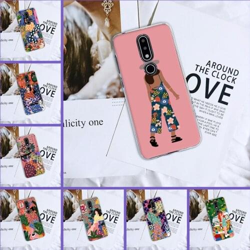 Silicone Phone Case For Nokia 7.1 6.1 5.1 3.1 2.1 Plus Art Girl Pretty Flower Aesthetic Soft Back Cover For Nokia 3.2 4.2