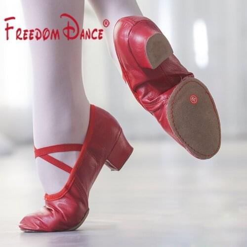 Genuine Leather Slip on Stretch Jazz Ballet Dance Shoes for Girls Women 5 Colors Pink Red Tan White Dancing Sneakers Yoga Shoes