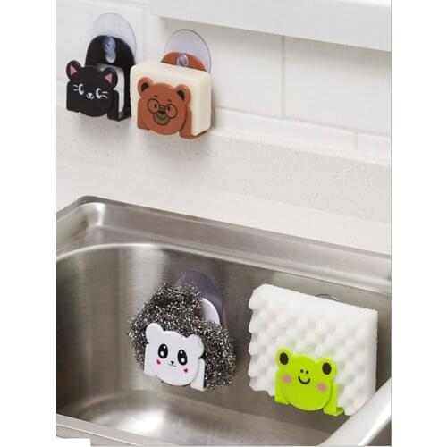 Sucking Disc Sponge Rag Storage Rack Kitchen Accessories Sink Storage Holders Wall-mounted Cartoon shelf