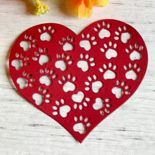 Heart Dog Paw Metal Cutting Dies Stencil Scrapbooking DIY Album Stamp Paper Card Mold Embossing