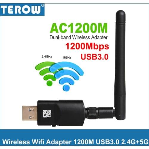 TEROW AC1200M Wireless WIFI Adapter 1200M USB3.0 2.4G+5GHz Dual Band 802.11acbgn adapter Gigabit WiFi Speed Card for Laptop