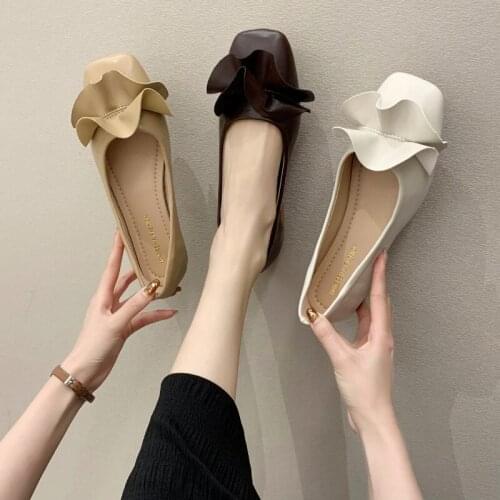 Women Slip-ons Flats Shoes PU Leather Casual Shoes Square Toe Loafers Woman Shallow Shoes Elegant Walking Shoes Zapatos De Mujer