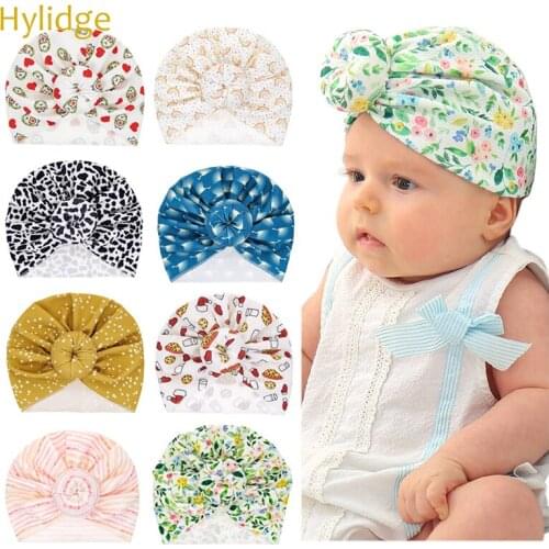 Hylidge Creative Ball New Baby Turban Newbron Hat Child Kids Indian Hat Fashion Printed Toddler Girl Boy Beanie Caps 8 Colors