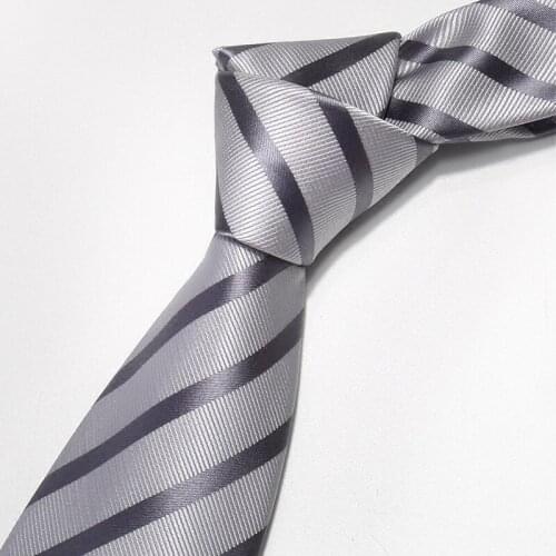 High Quality New Microfiber Mens Ties New Design Neck Ties 8cm Grey Striped Ties for Men Formal Business Wedding Party Gift Box