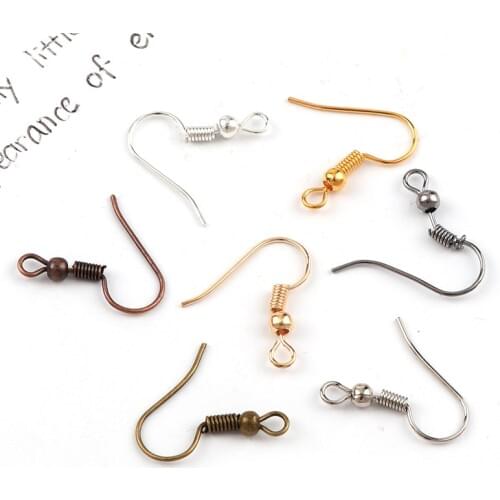 100pcs/lot 20x18mm DIY Earring Findings Ear Hook Wire Clasp Hooks With Bead Charms DIY Jewelry Making Accessories