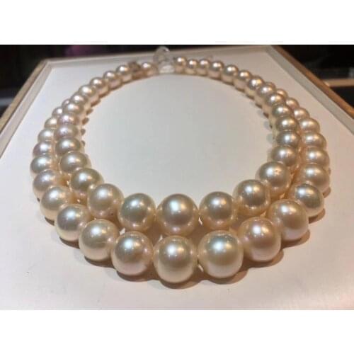 D117 Fine Jewelry Natural Fresh Water 11-14mm Champagne Gold Peals Necklaces for Women Fine Pearls Necklaces
