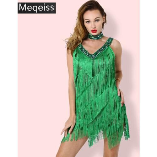 Meqeiss 2020New Ladies 1920s Flapper Dress Great Gatsby Party Charleston Fringe Latin Salsa Dance Performance Costume Sexy Dress